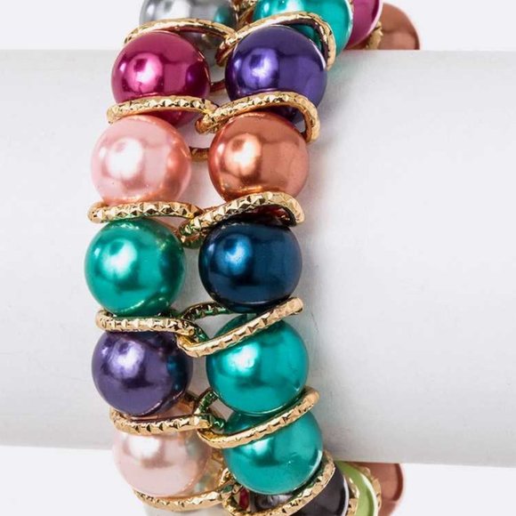 Double Layer Color Pearls Bracelets - Picture 1 of 1
